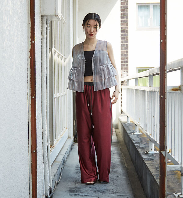 NOMINE「2WAY シャイン シアー フリルベスト」|ベスト・ジレ|