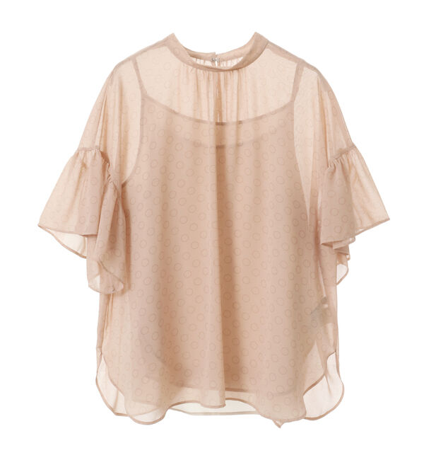 TIARA「ドット&times;ドットハイネックフリルブラウス」|シャツ・ブラウス|