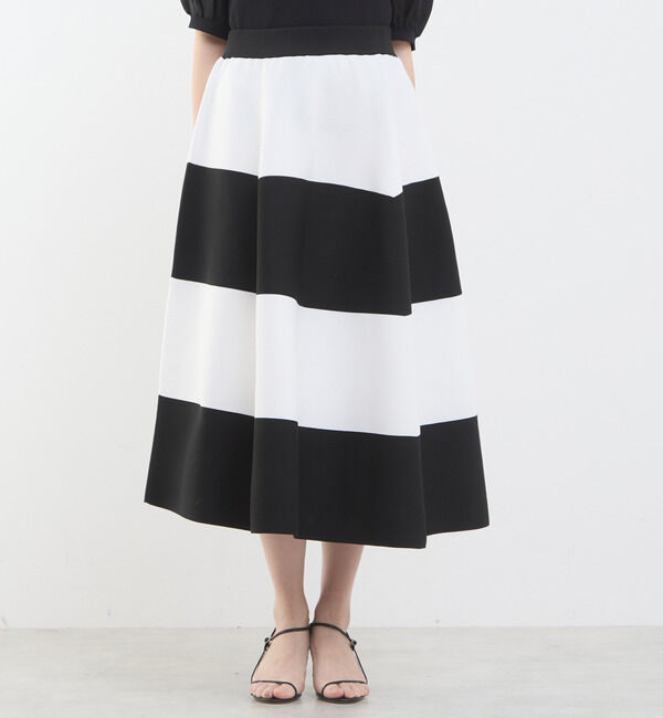 TIARA「ボーダースカート」|スカート|ホワイト&times;ブラック