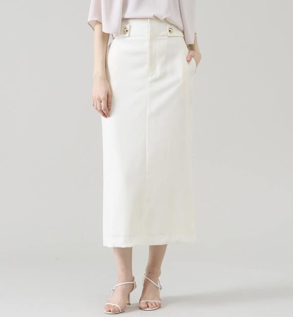 TIARA「ゴールドボタンタイトスカート（セットアップ可）」|スカート|オフホワイト