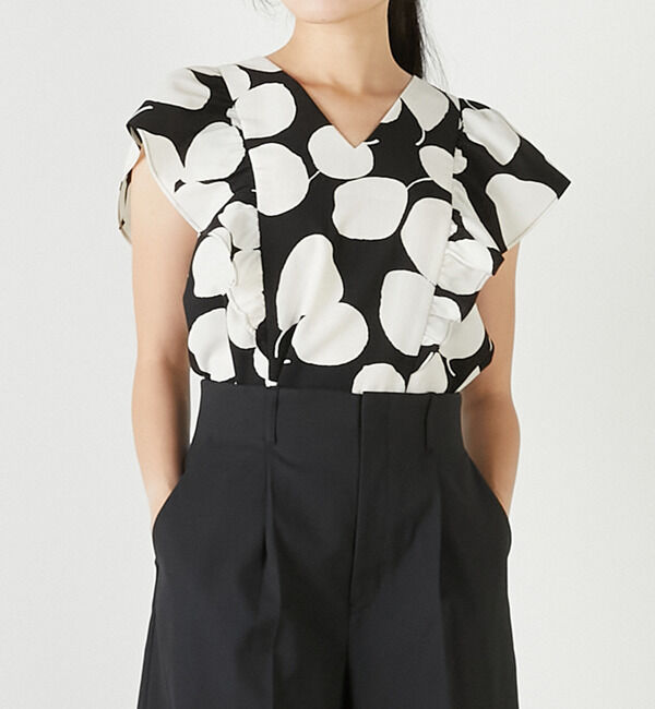 TIARA「リーフドットプリントブラウス（セットアップ可）」|シャツ・ブラウス|ブラック