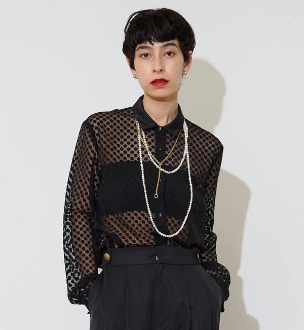 Liesse「オパールドットシアーシャツ」|シャツ・ブラウス|ブラック