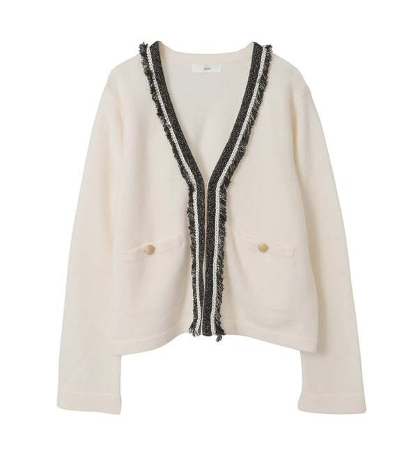 Liesse「ツイーディーニットジャケット」|カーディガン|