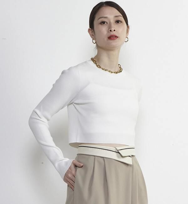 Soffitto「Soffitto刺繍入りクロップドニット」|ニット・セーター|ホワイト