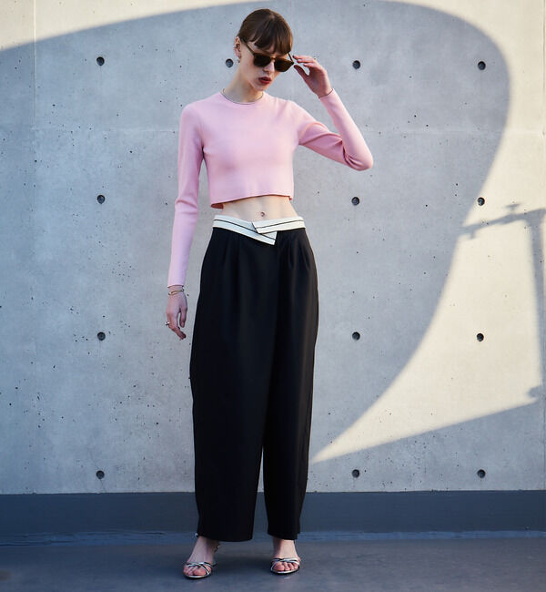 Soffitto「Soffitto刺繍入りクロップドニット」|ニット・セーター|