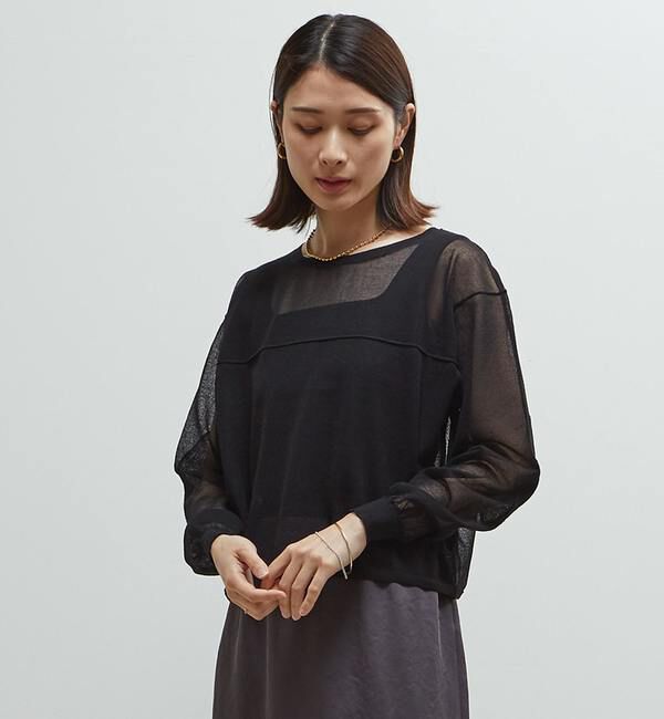 Soffitto「シアーニットオーバーサイズプルオーバー」|ニット・セーター|ブラック