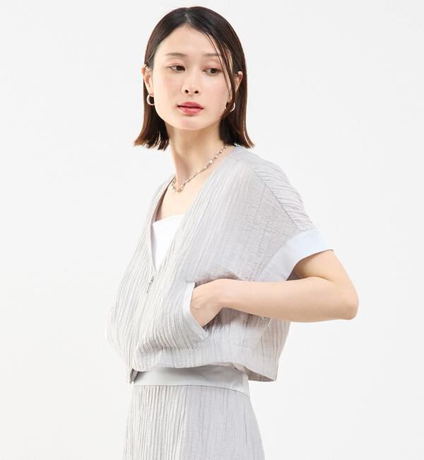 SOFFITTO「前ジップ縦プリーツショート丈ブルゾン」|ブルゾン・スタジャン|