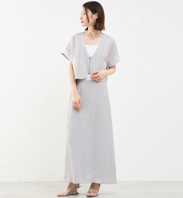 SOFFITTO「前ジップ縦プリーツショート丈ブルゾン」|ブルゾン・スタジャン|