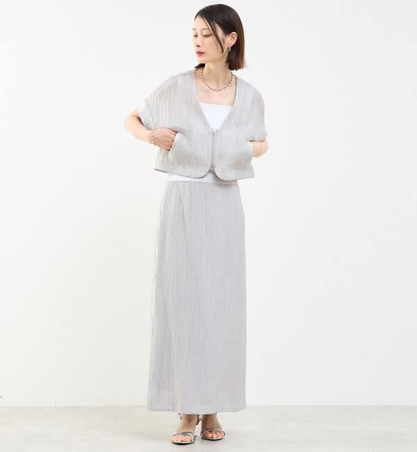 SOFFITTO「前ジップ縦プリーツショート丈ブルゾン」|ブルゾン・スタジャン|