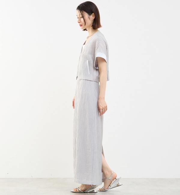 SOFFITTO「前ジップ縦プリーツショート丈ブルゾン」|ブルゾン・スタジャン|