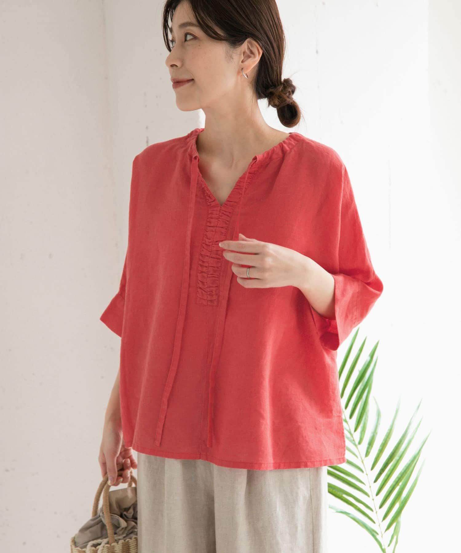 URBAN RESEARCH DOORS「リネン2WAYブラウス」|シャツ・ブラウス|レッド系その他