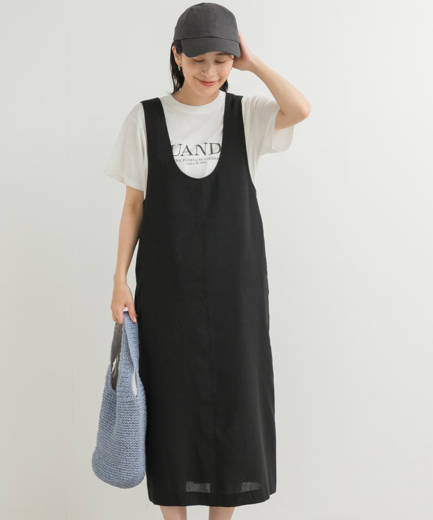 URBAN RESEARCH DOORS「ドライタッチUネックジャンパースカート」|ワンピース|