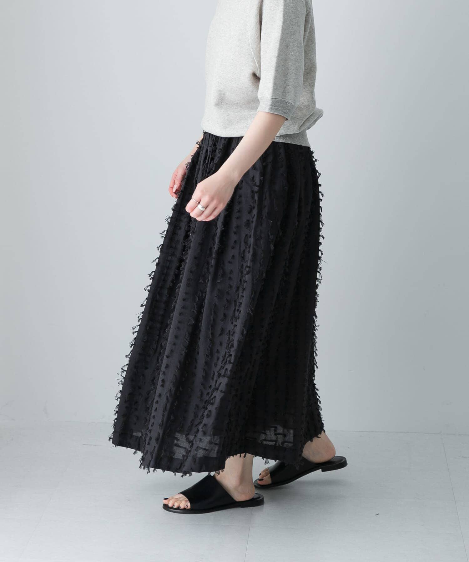 かぐれ「フリンジカットジャガードスカート」|スカート|