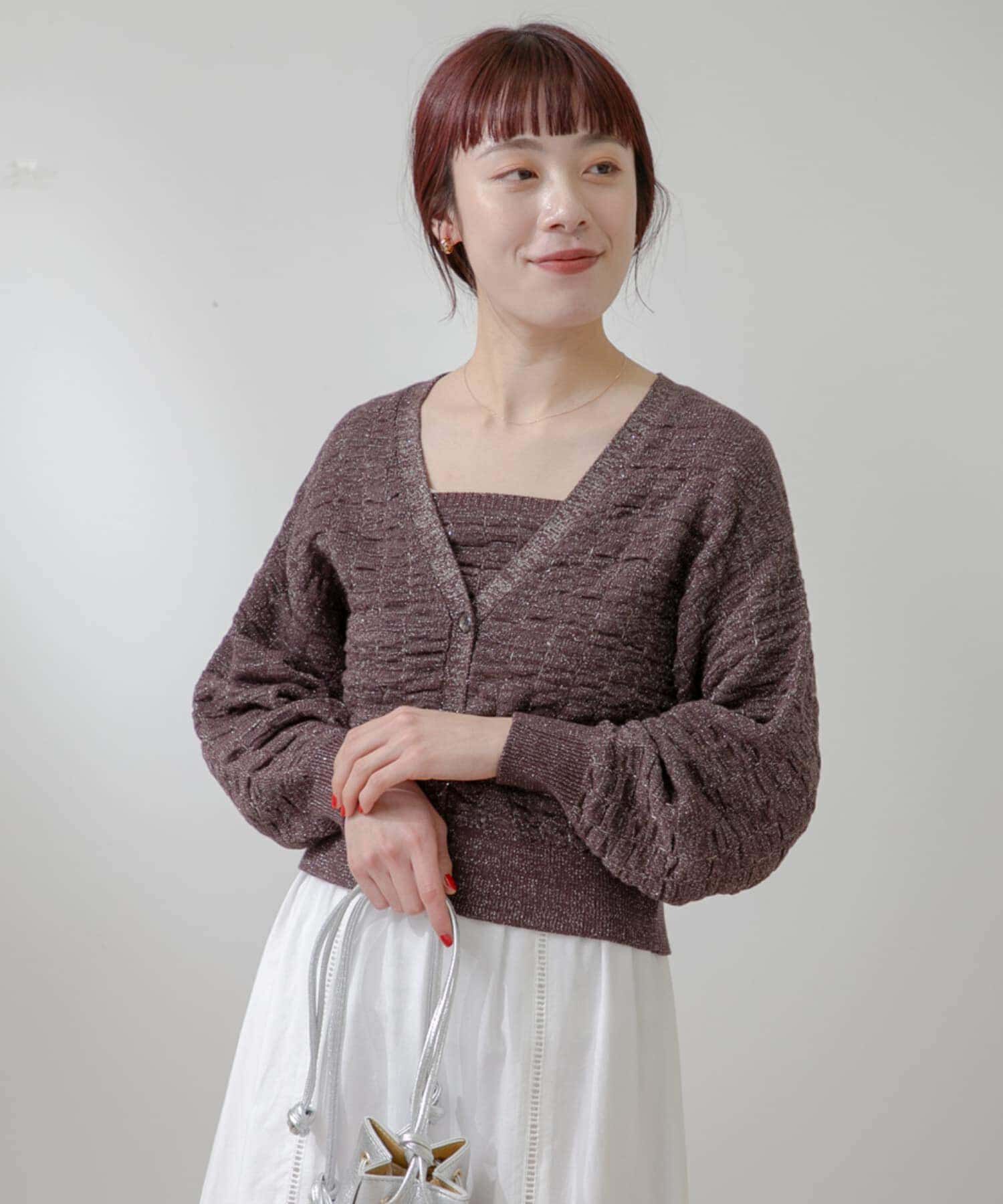 URBAN RESEARCH ROSSO「F by ROSSO　ラメニットビスチェ+カーディガン」|カーディガン|ブラウン系その他