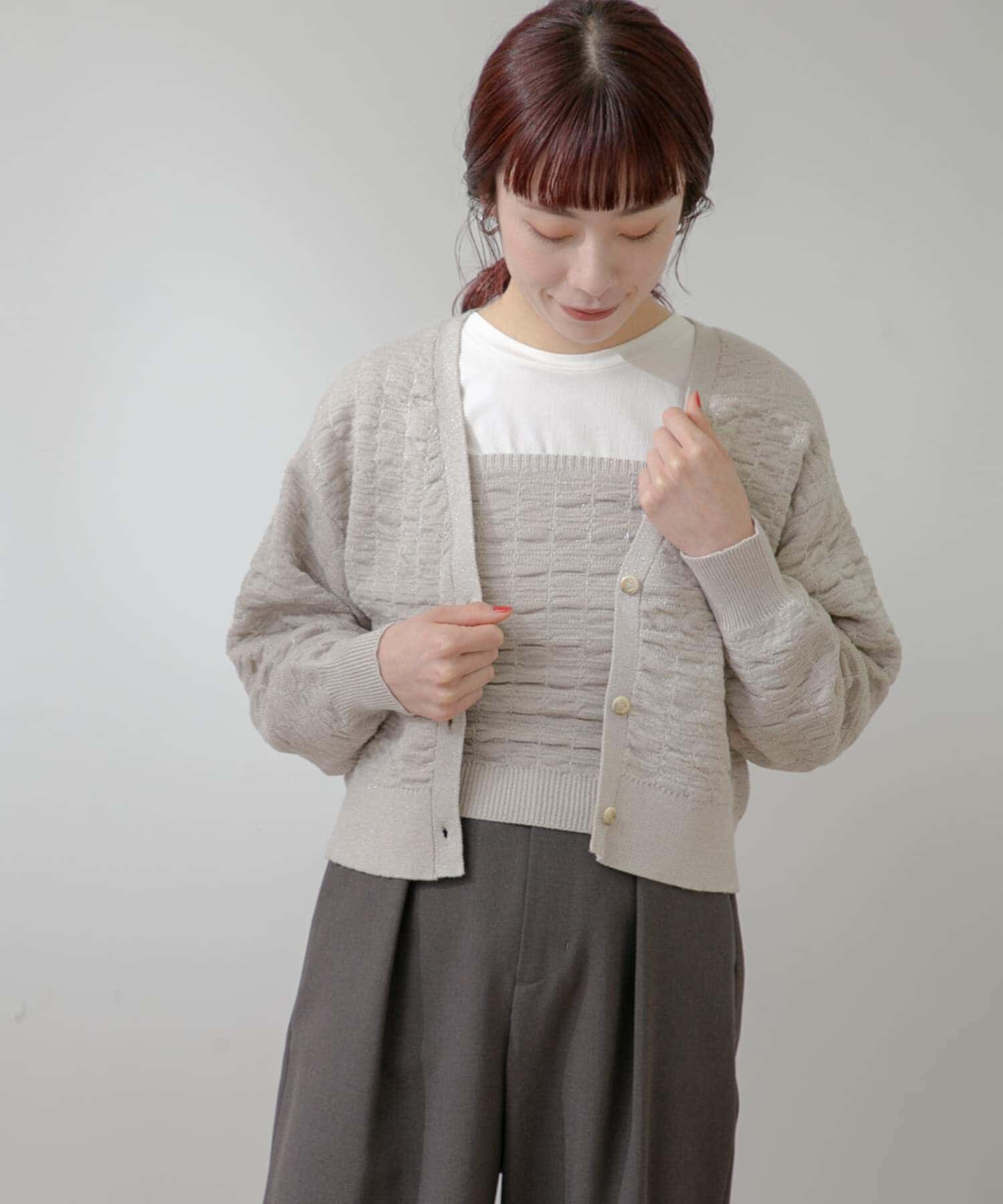 URBAN RESEARCH ROSSO「F by ROSSO　ラメニットビスチェ+カーディガン」|カーディガン|ベージュ系その他