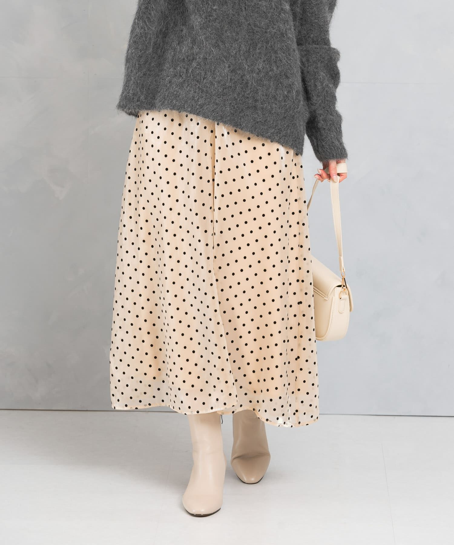 URBAN RESEARCH ROSSO「ドットフロッキーフレアスカート」|スカート|
