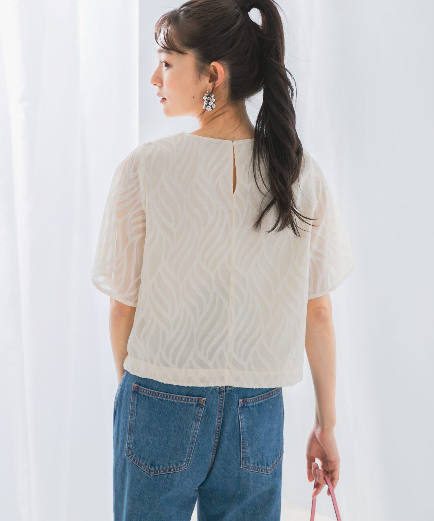 URBAN RESEARCH ROSSO「セミシアーカットジャガードブラウス」|シャツ・ブラウス|