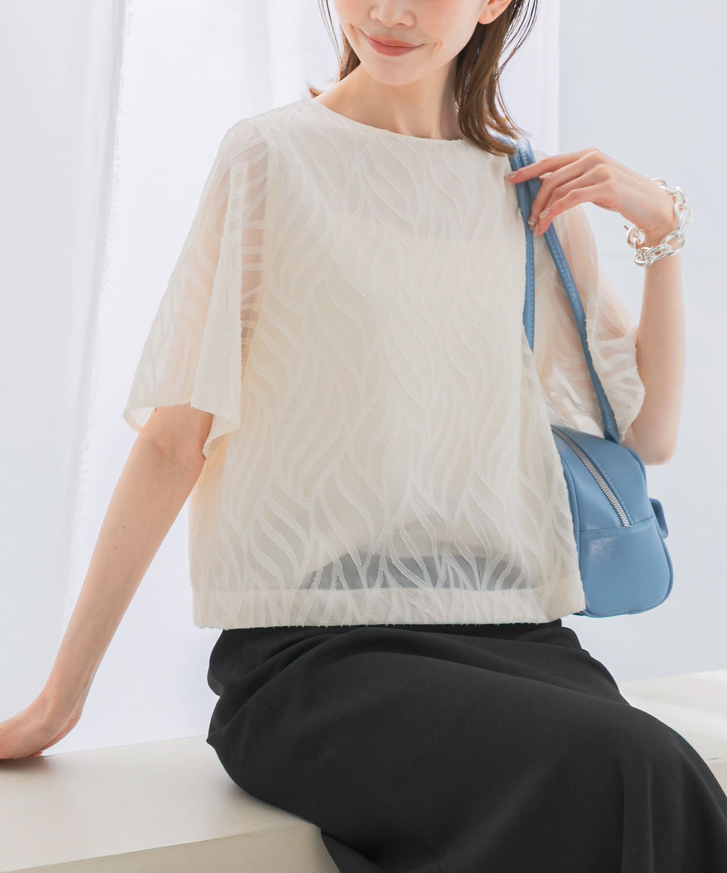 URBAN RESEARCH ROSSO「セミシアーカットジャガードブラウス」|シャツ・ブラウス|