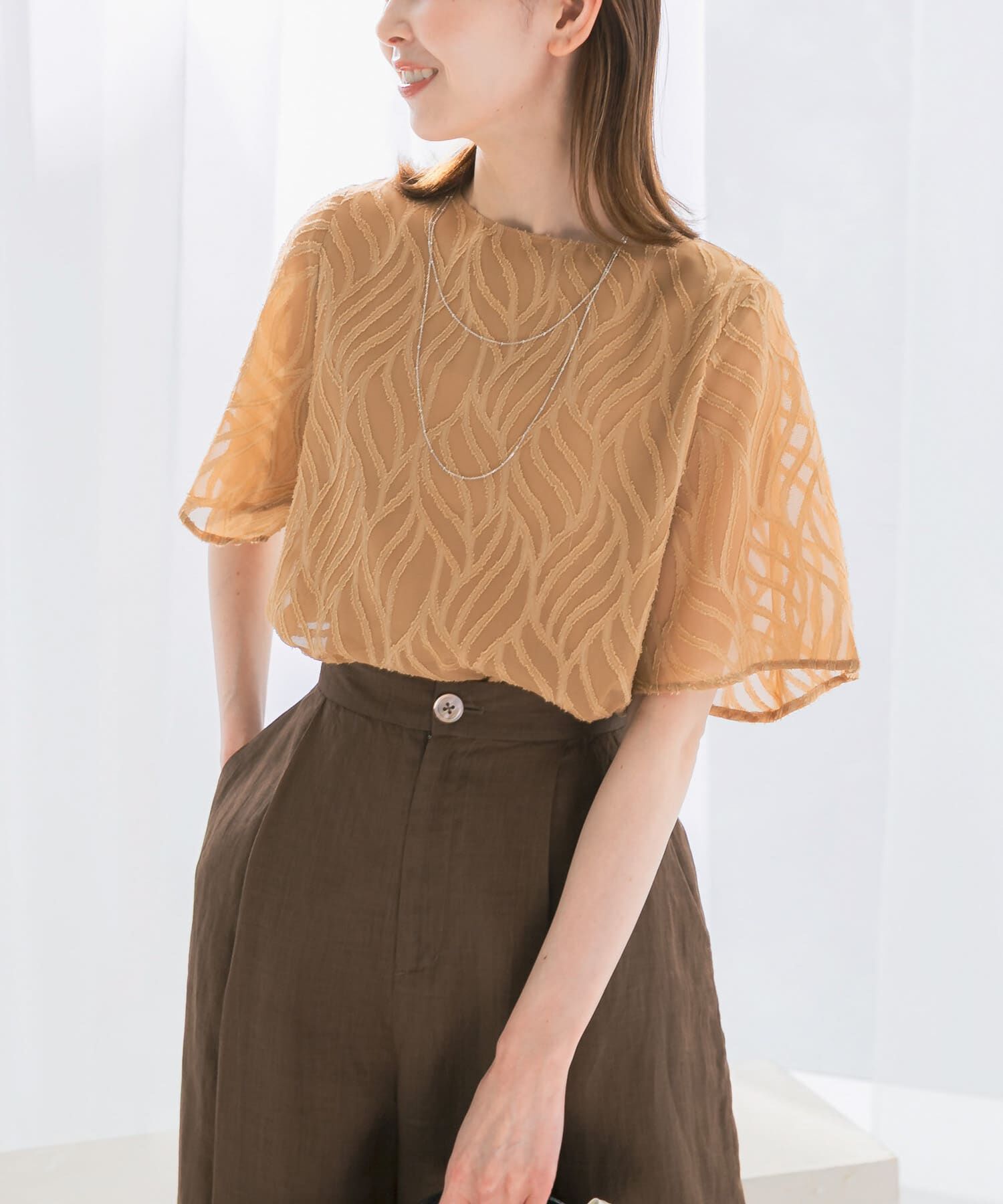 URBAN RESEARCH ROSSO「セミシアーカットジャガードブラウス」|シャツ・ブラウス|