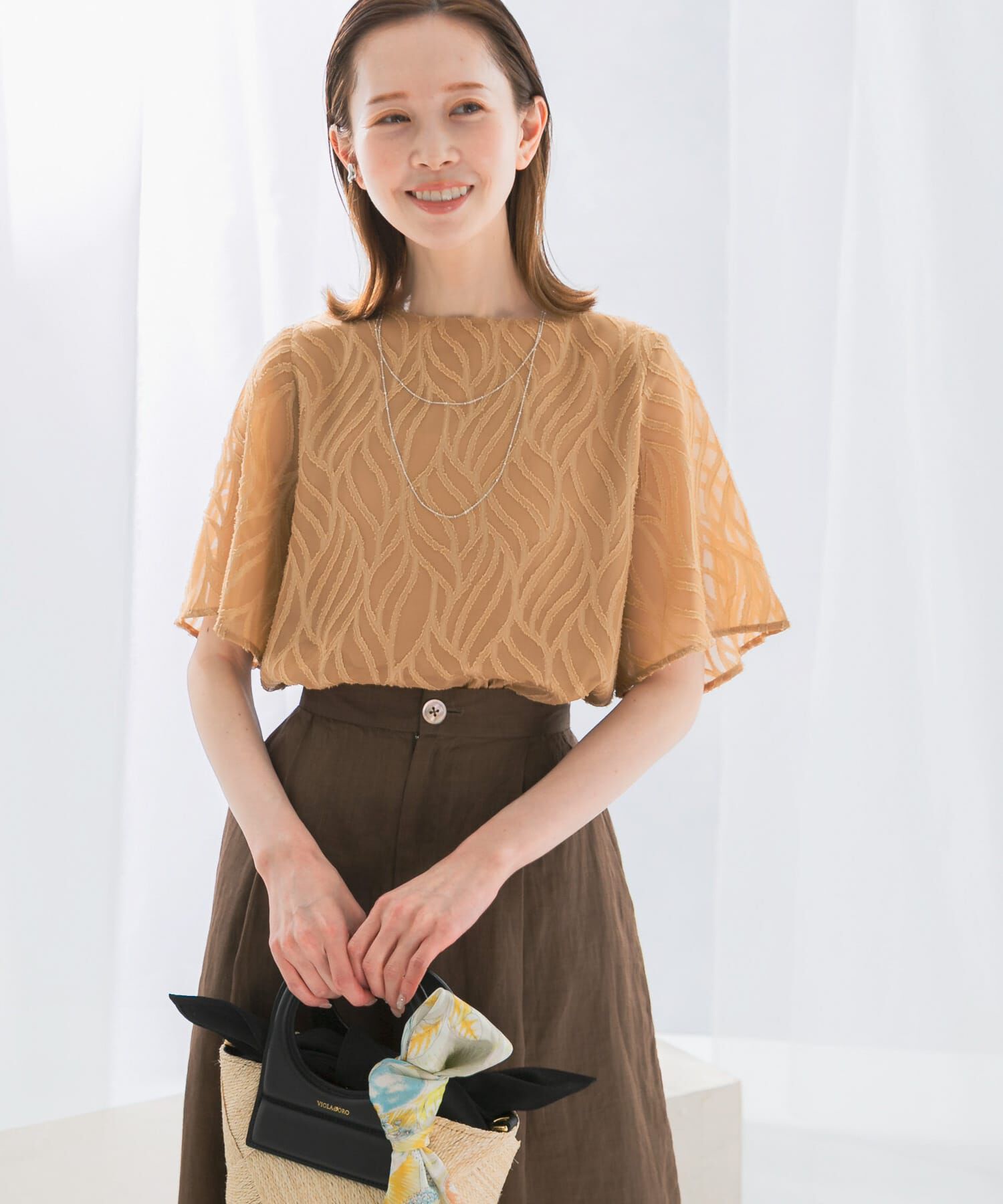 URBAN RESEARCH ROSSO「セミシアーカットジャガードブラウス」|シャツ・ブラウス|