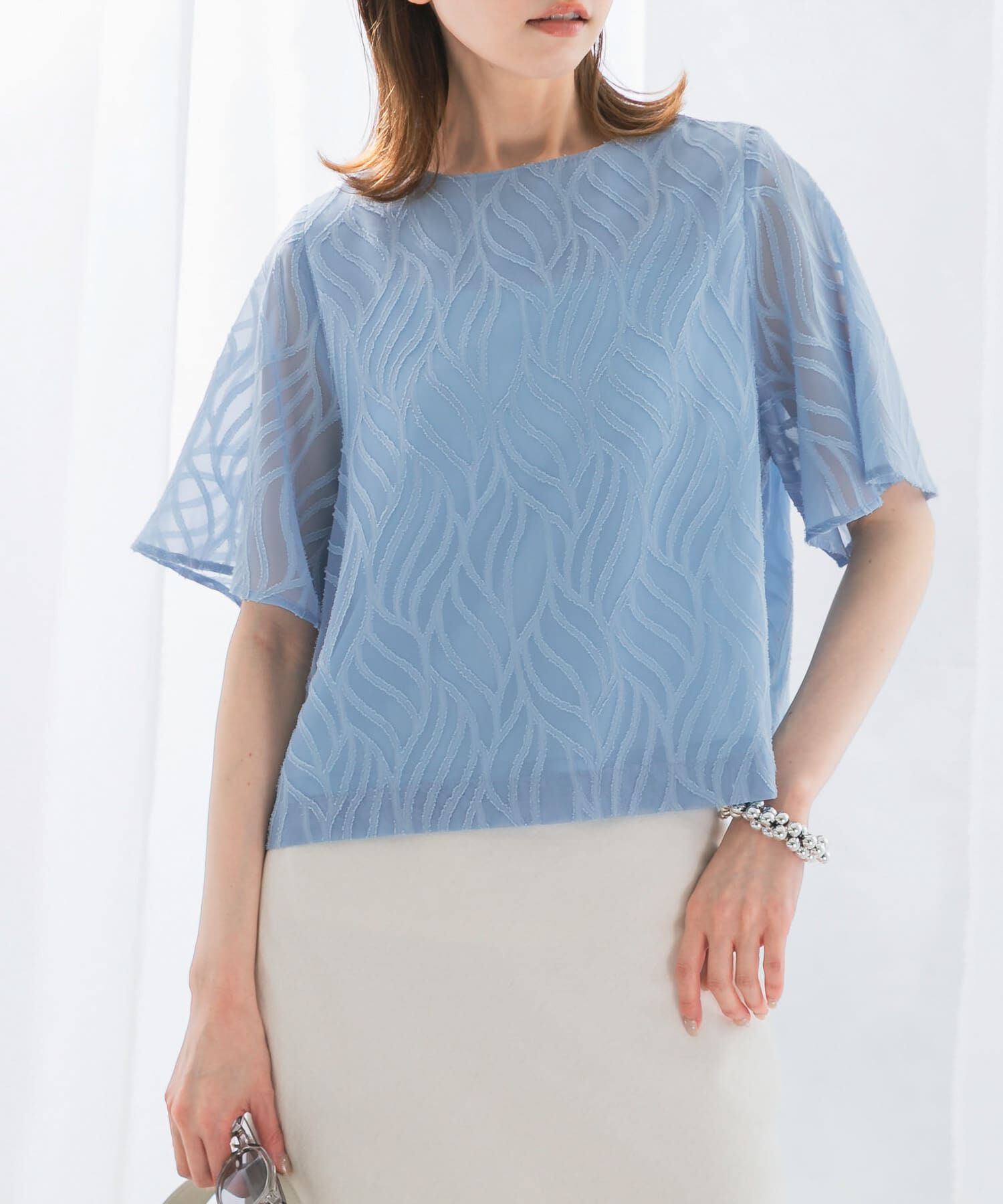 URBAN RESEARCH ROSSO「セミシアーカットジャガードブラウス」|シャツ・ブラウス|