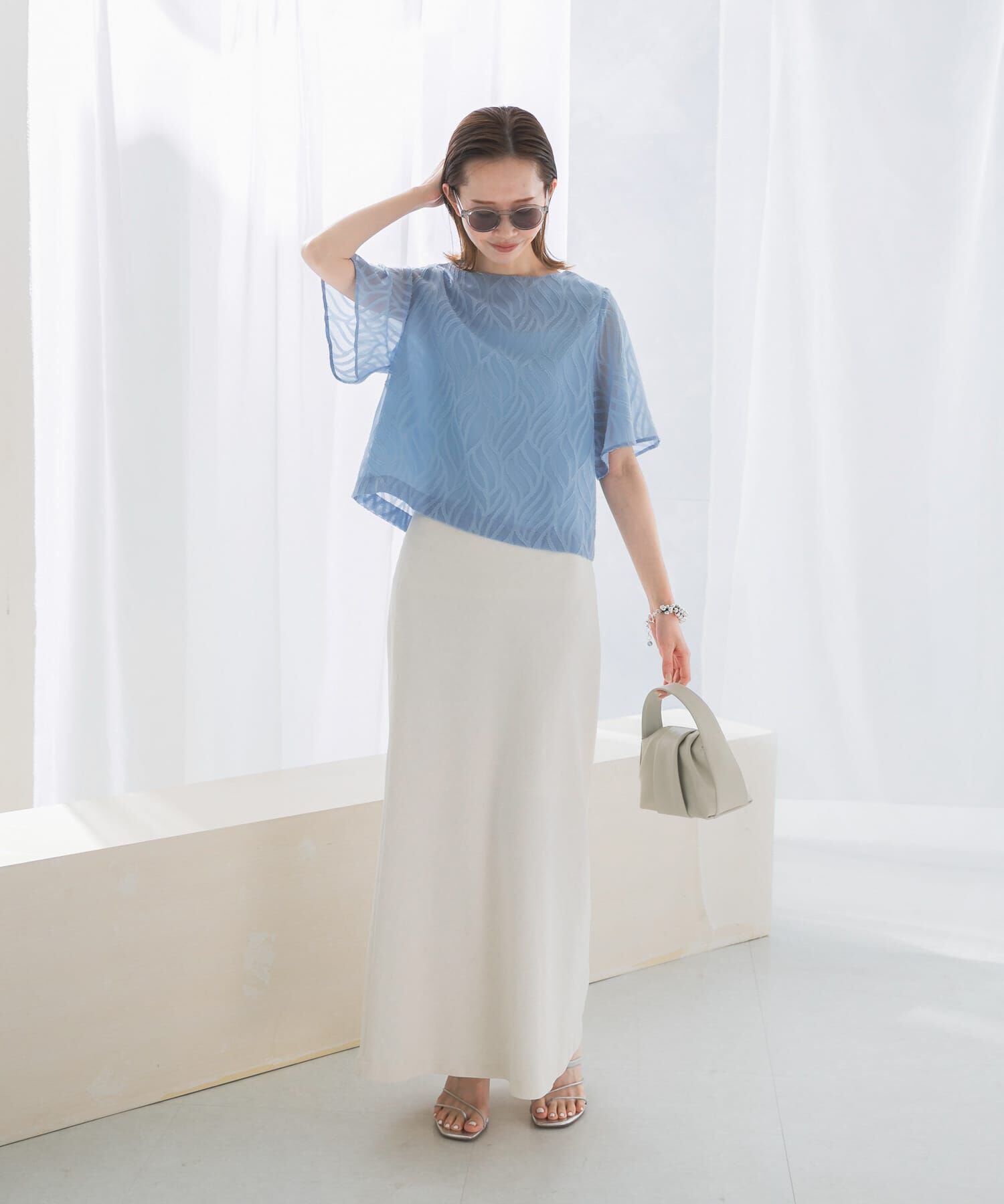 URBAN RESEARCH ROSSO「セミシアーカットジャガードブラウス」|シャツ・ブラウス|