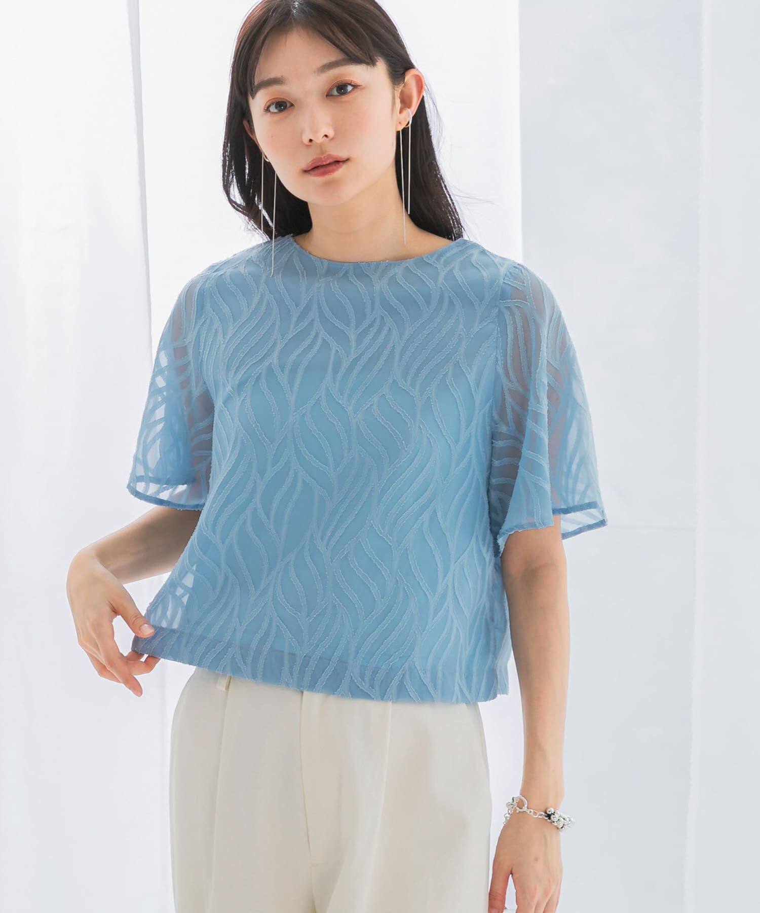 URBAN RESEARCH ROSSO「セミシアーカットジャガードブラウス」|シャツ・ブラウス|