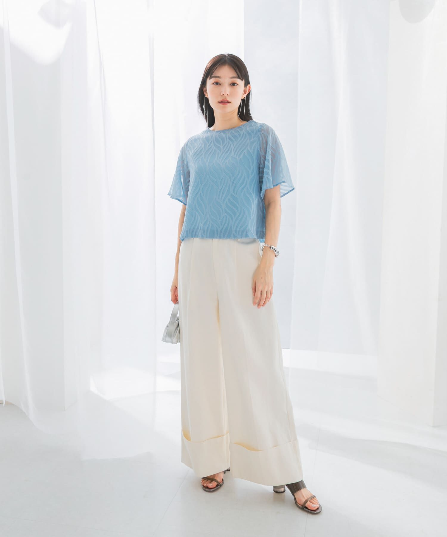 URBAN RESEARCH ROSSO「セミシアーカットジャガードブラウス」|シャツ・ブラウス|