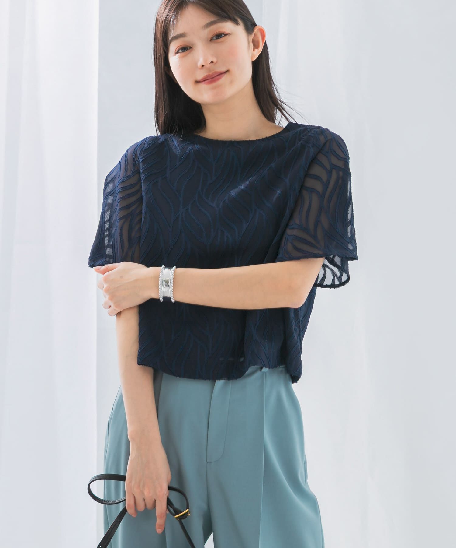 URBAN RESEARCH ROSSO「セミシアーカットジャガードブラウス」|シャツ・ブラウス|