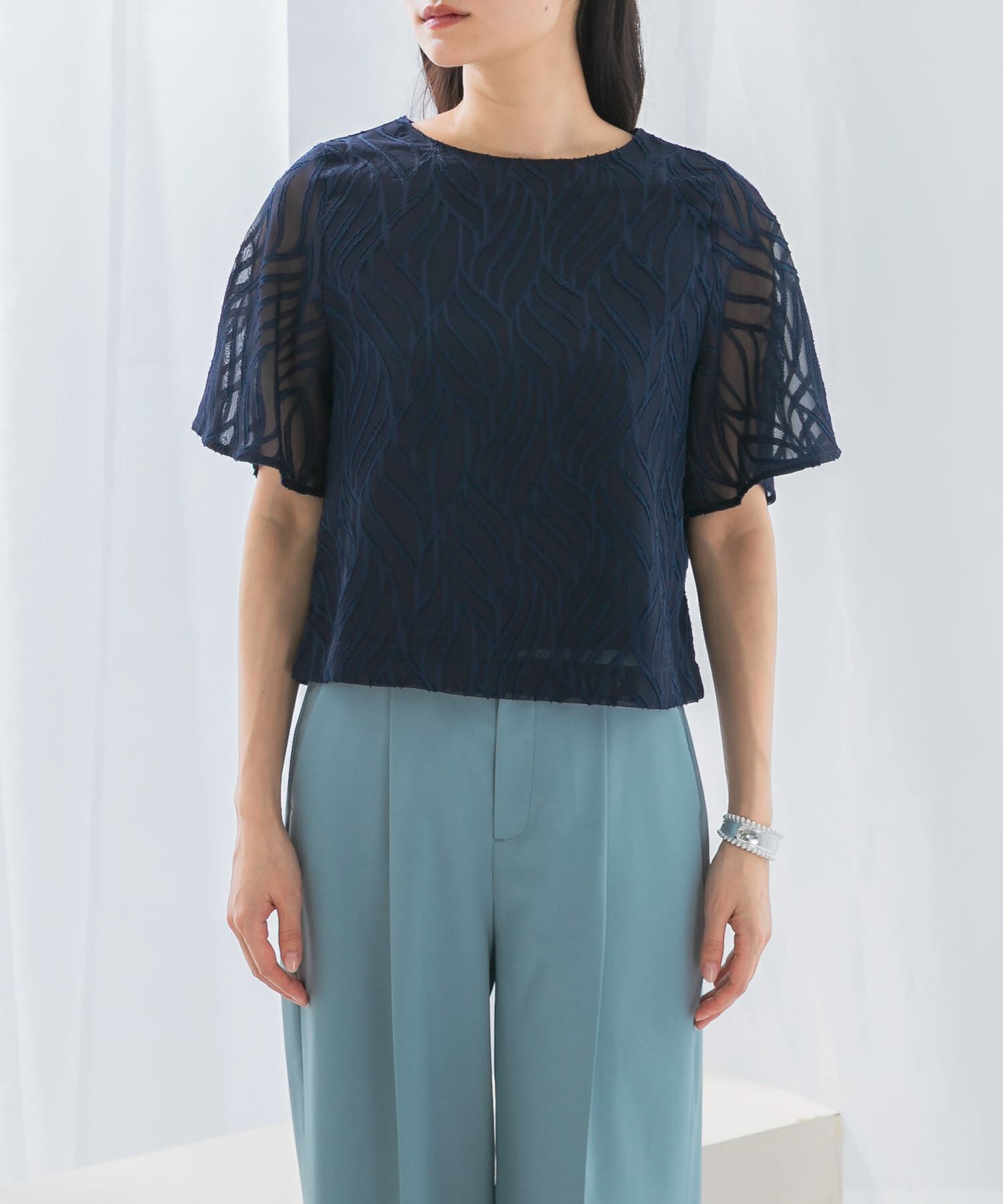 URBAN RESEARCH ROSSO「セミシアーカットジャガードブラウス」|シャツ・ブラウス|