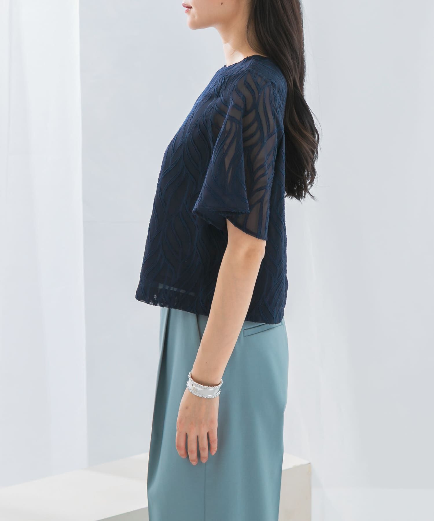 URBAN RESEARCH ROSSO「セミシアーカットジャガードブラウス」|シャツ・ブラウス|