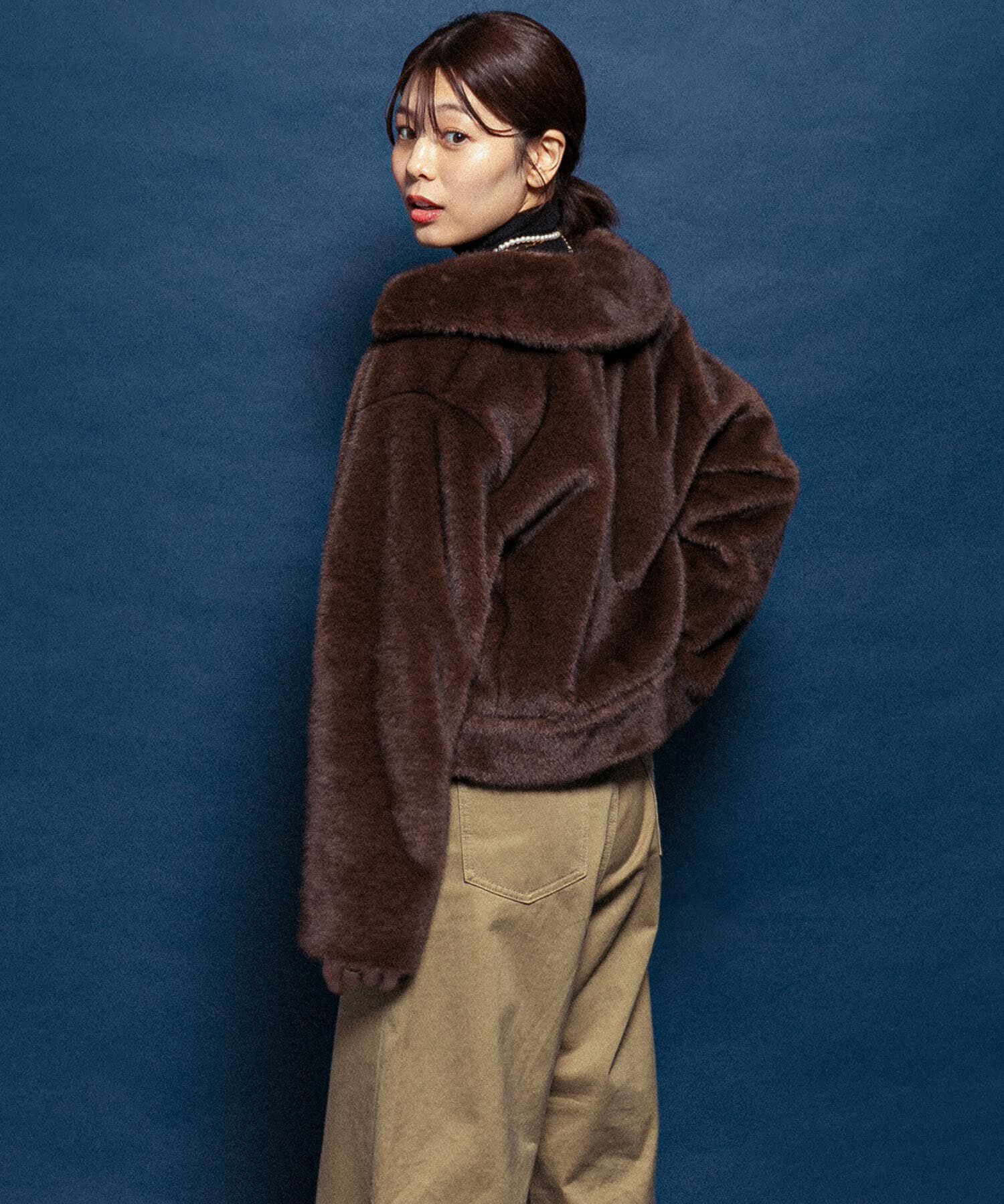 URBAN RESEARCH ROSSO「F by ROSSO　ファーZIPショートコート」|ノーカラーコート|