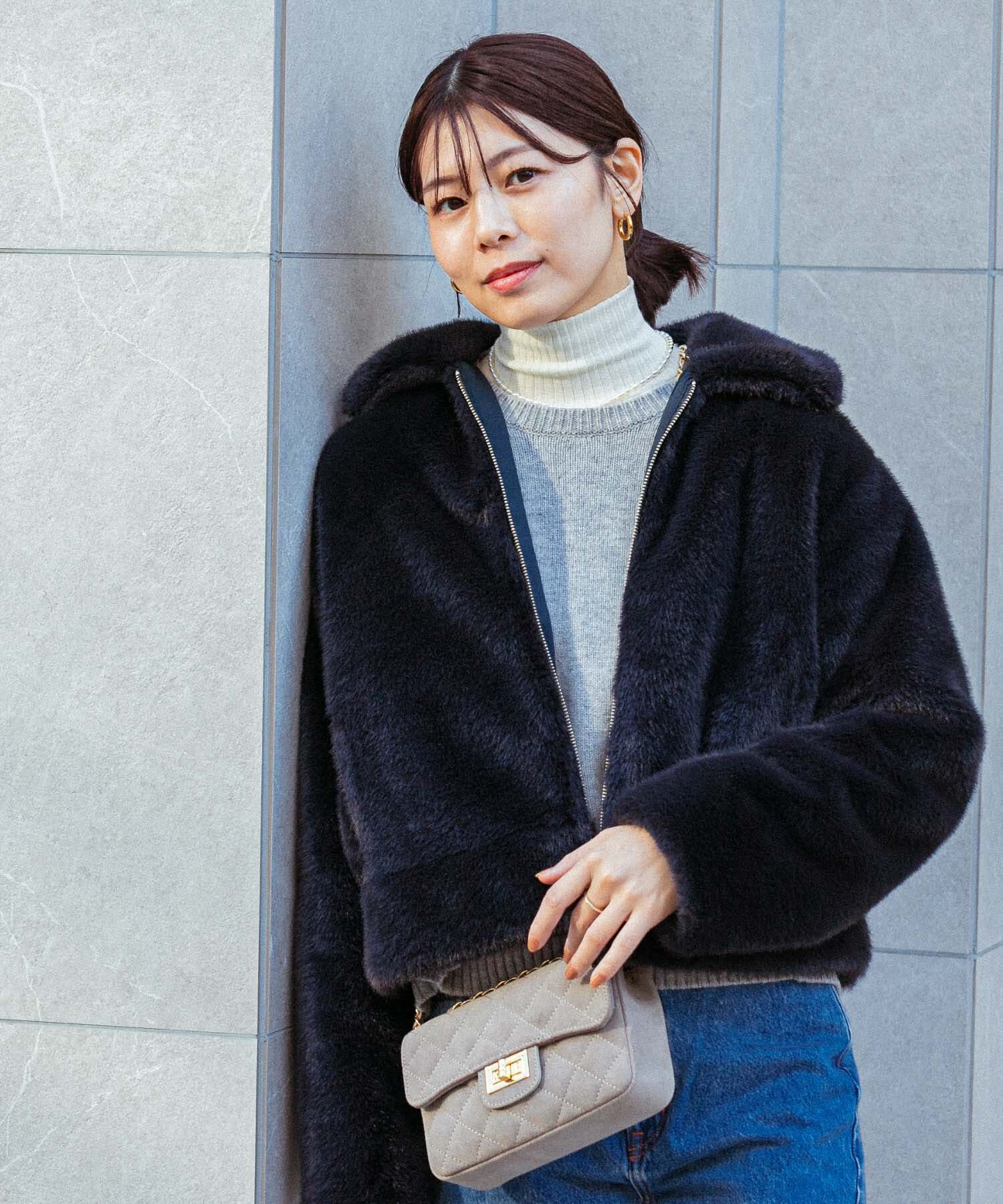 URBAN RESEARCH ROSSO「F by ROSSO　ファーZIPショートコート」|ノーカラーコート|