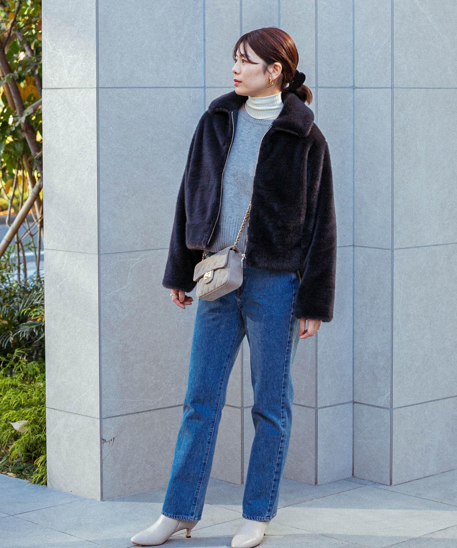 URBAN RESEARCH ROSSO「F by ROSSO　ファーZIPショートコート」|ノーカラーコート|