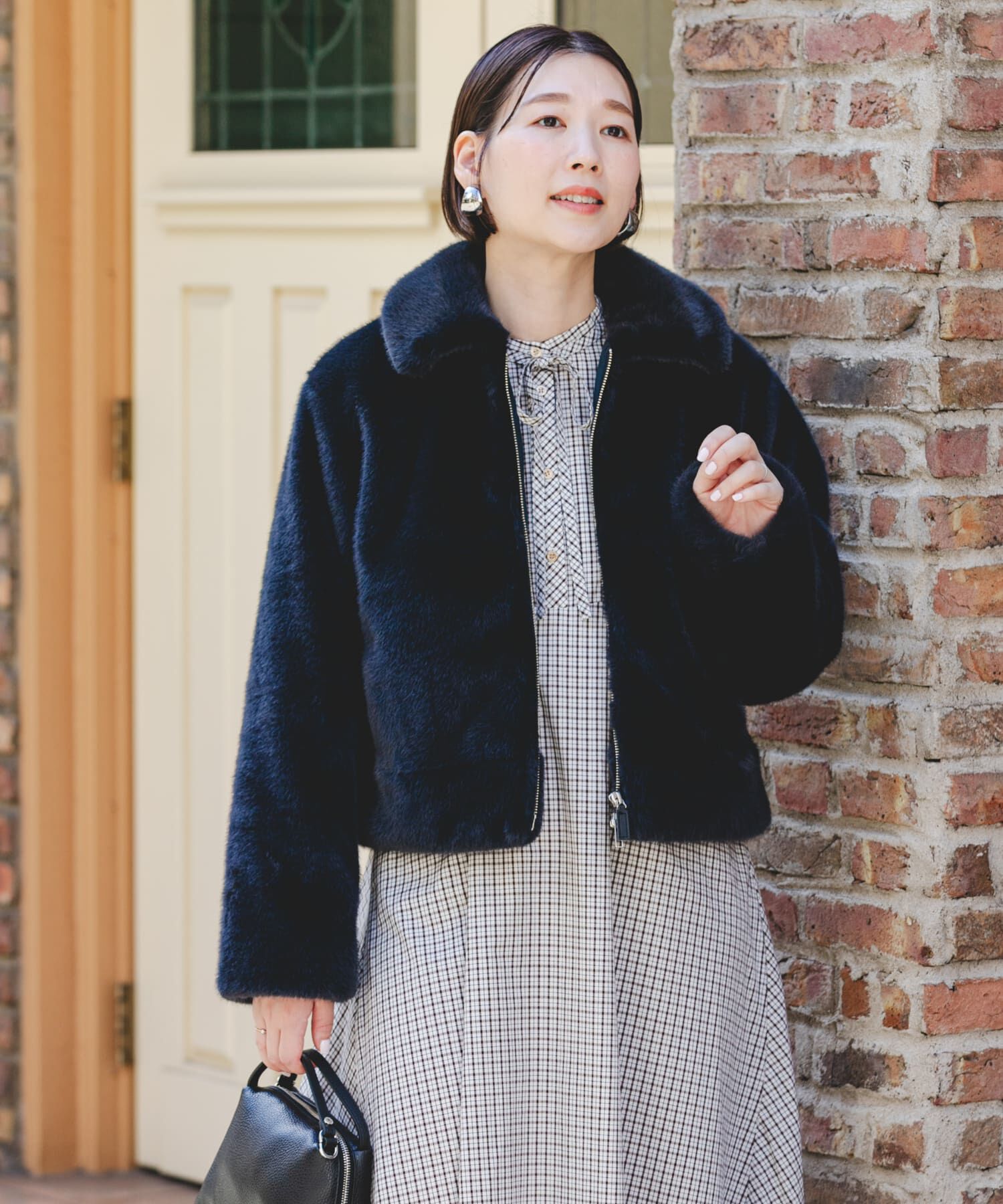 URBAN RESEARCH ROSSO「F by ROSSO　ファーZIPショートコート」|ノーカラーコート|