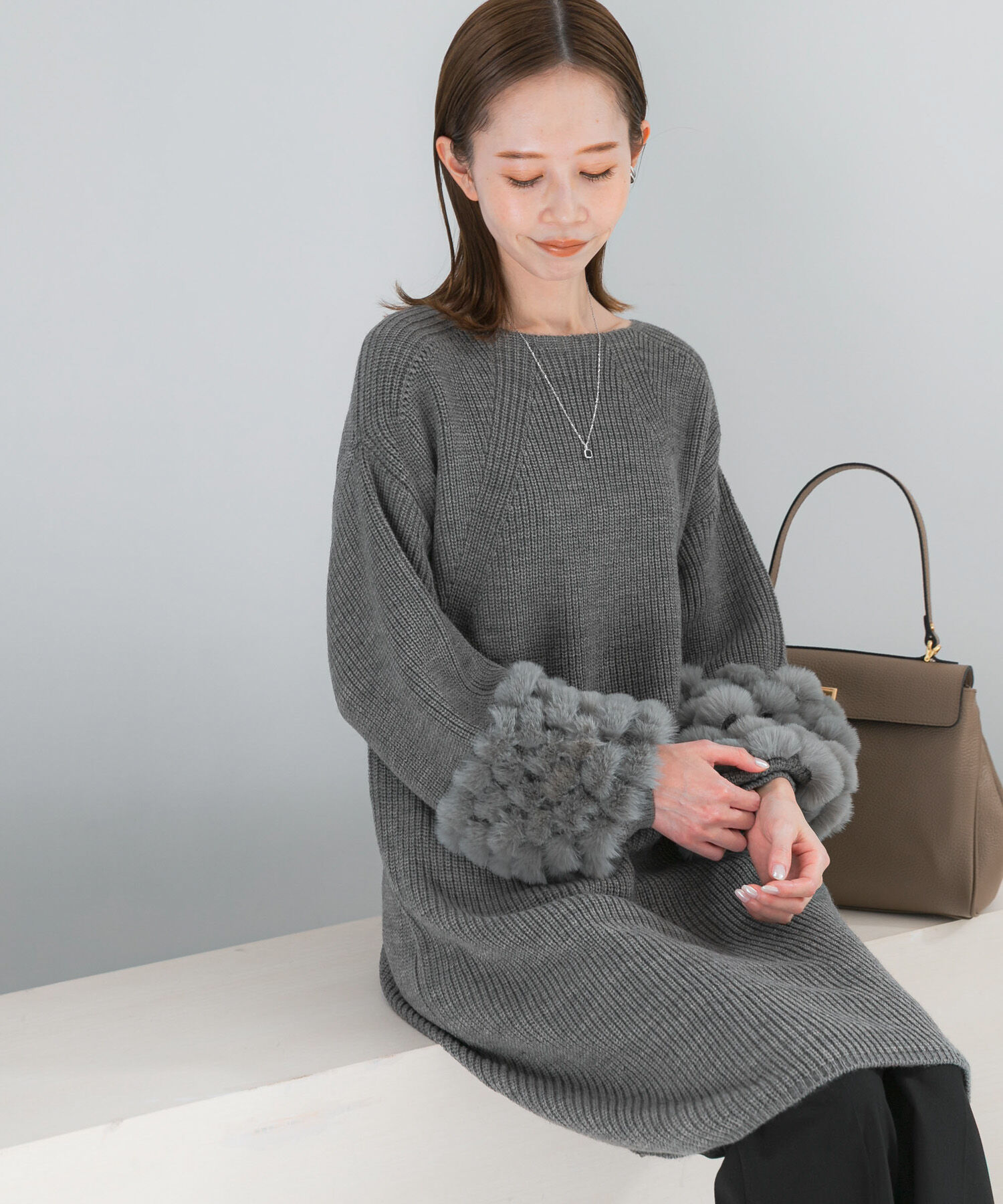 URBAN RESEARCH ROSSO「ファードッキングニットミニワンピース」|ワンピース|