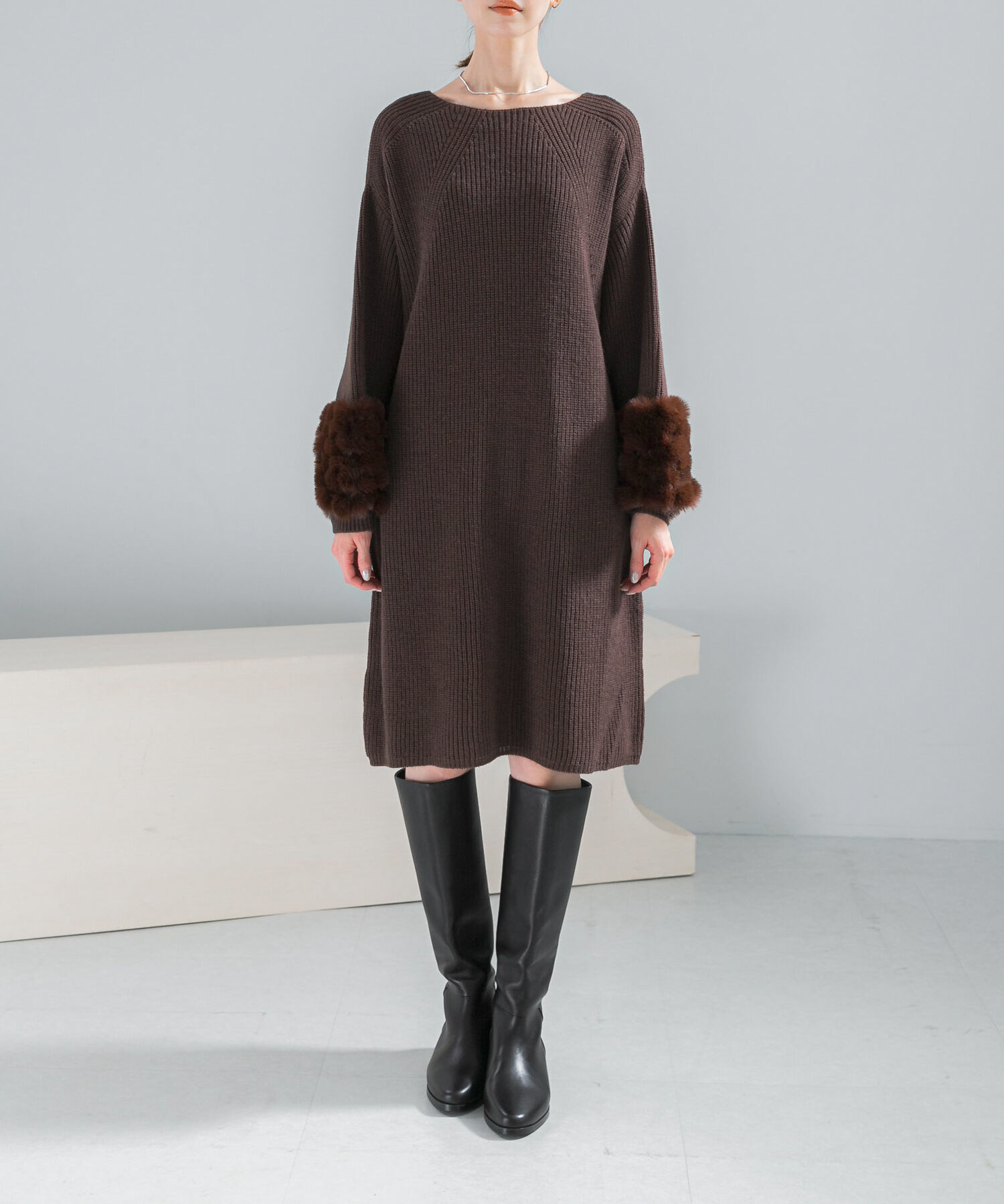 URBAN RESEARCH ROSSO「ファードッキングニットミニワンピース」|ワンピース|