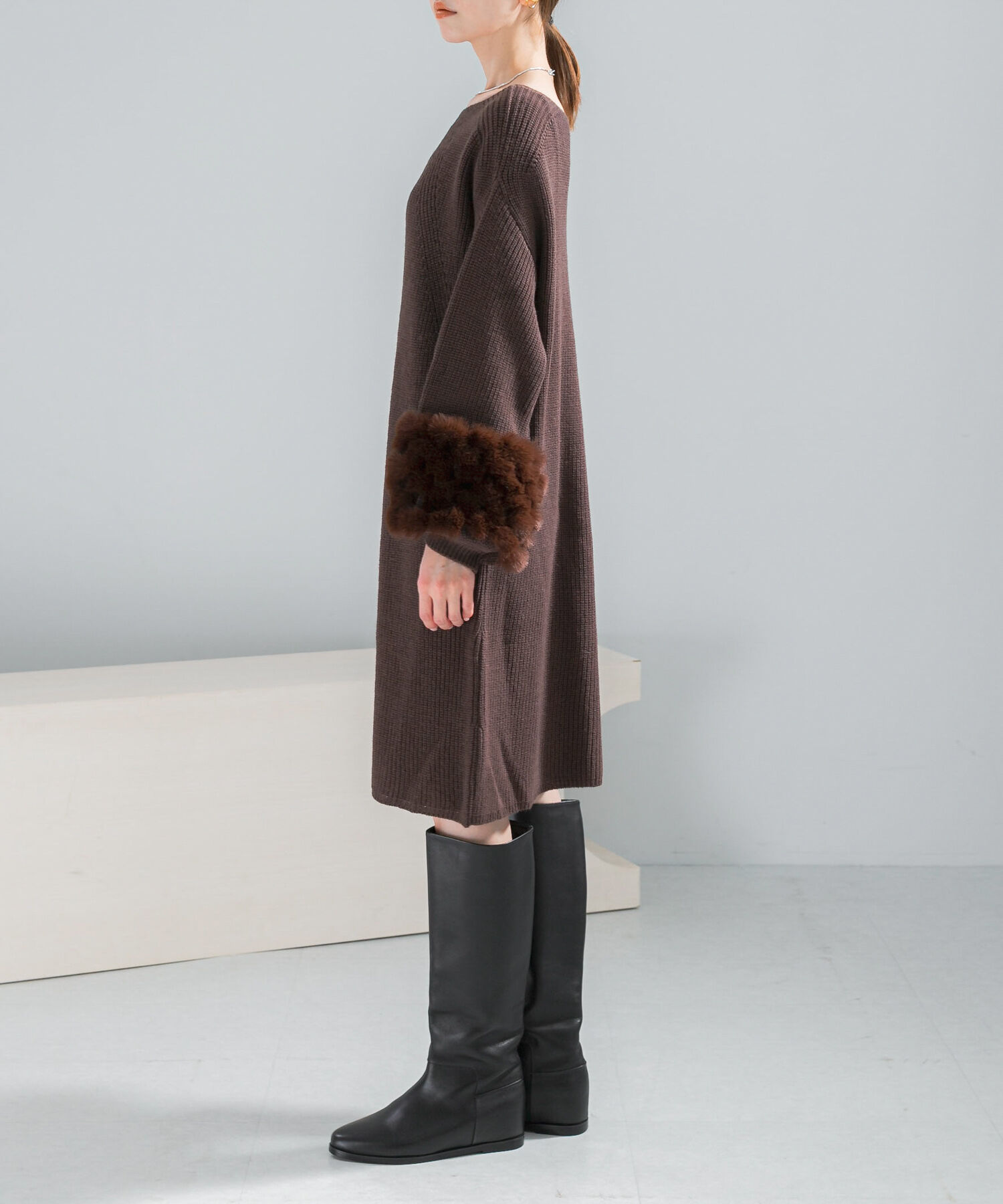 URBAN RESEARCH ROSSO「ファードッキングニットミニワンピース」|ワンピース|