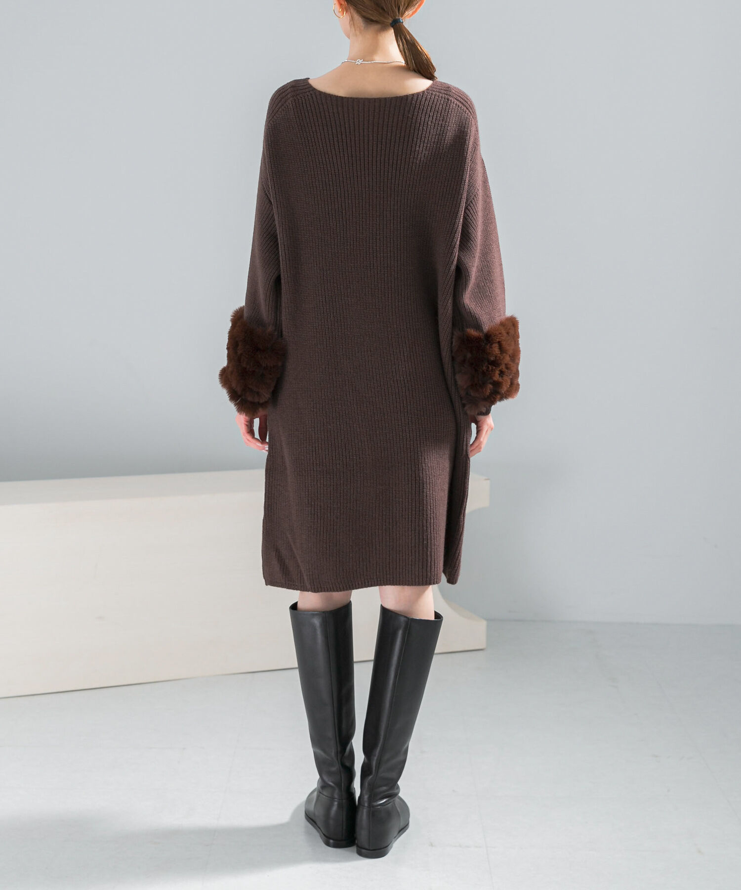 URBAN RESEARCH ROSSO「ファードッキングニットミニワンピース」|ワンピース|