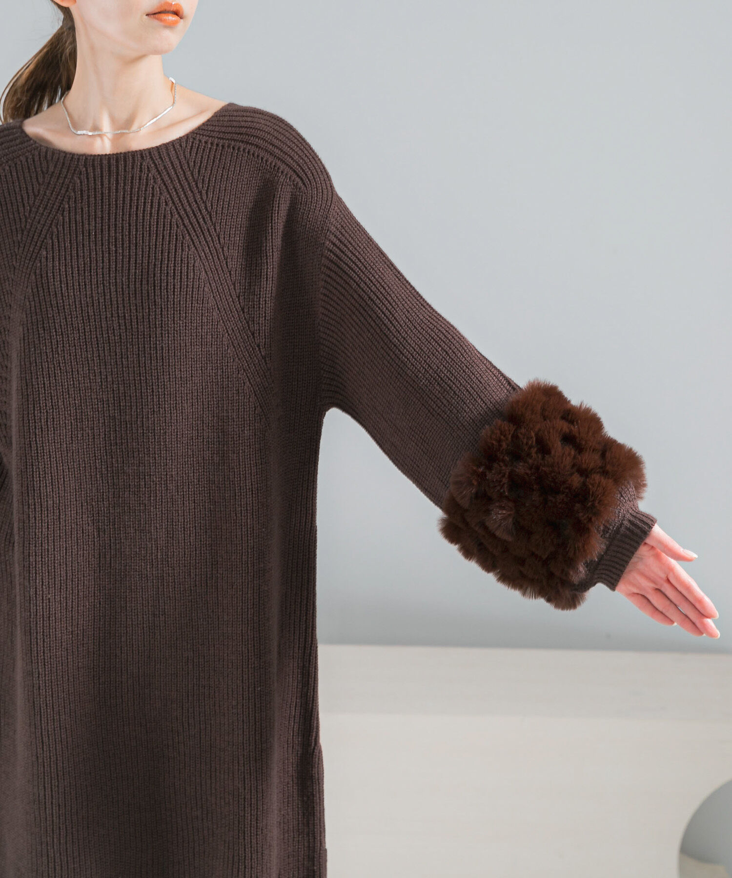 URBAN RESEARCH ROSSO「ファードッキングニットミニワンピース」|ワンピース|