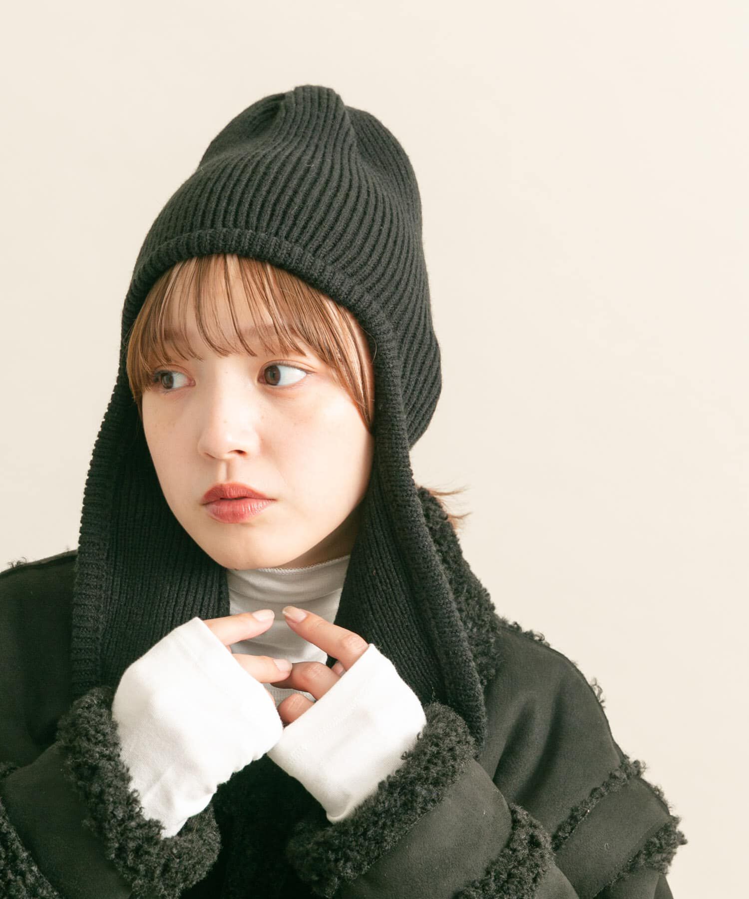  「ロングイヤーフラップニットキャップ」|ニット帽|