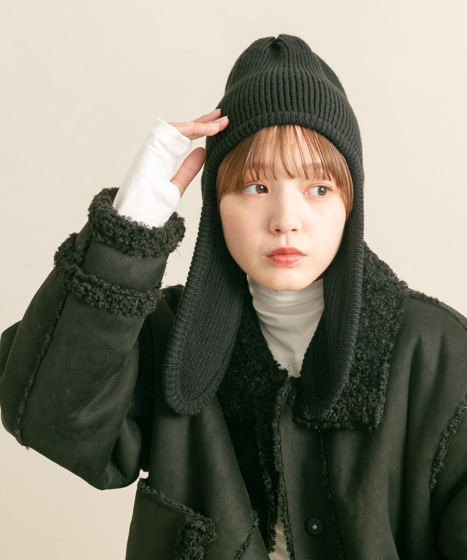  「ロングイヤーフラップニットキャップ」|ニット帽|