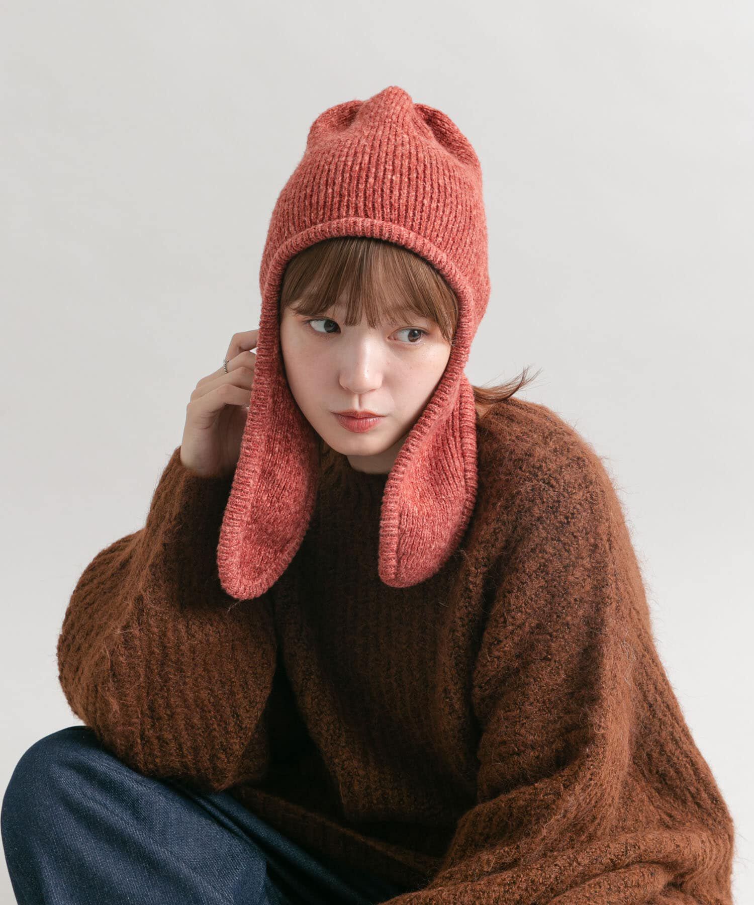  「ロングイヤーフラップニットキャップ」|ニット帽|