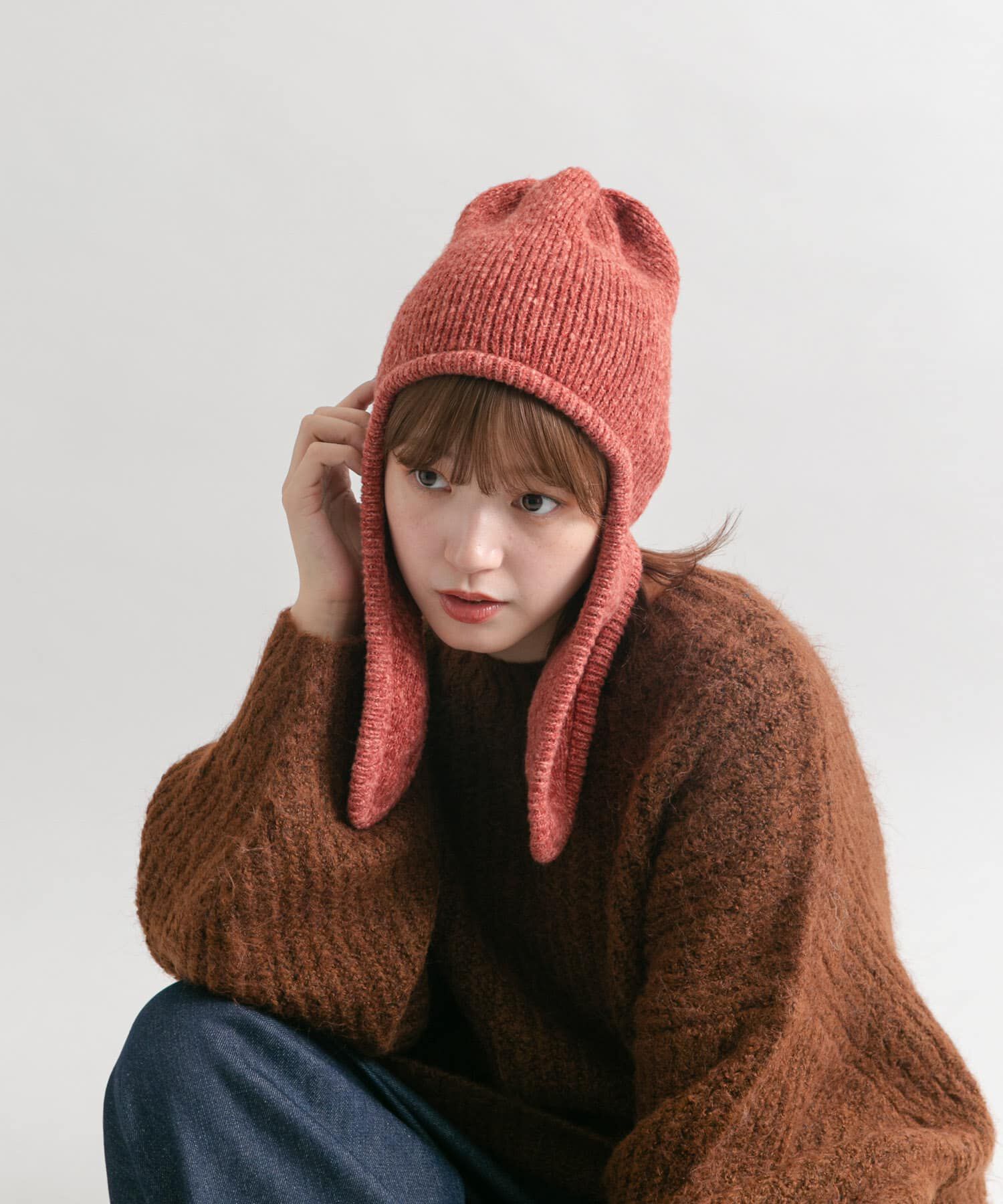  「ロングイヤーフラップニットキャップ」|ニット帽|