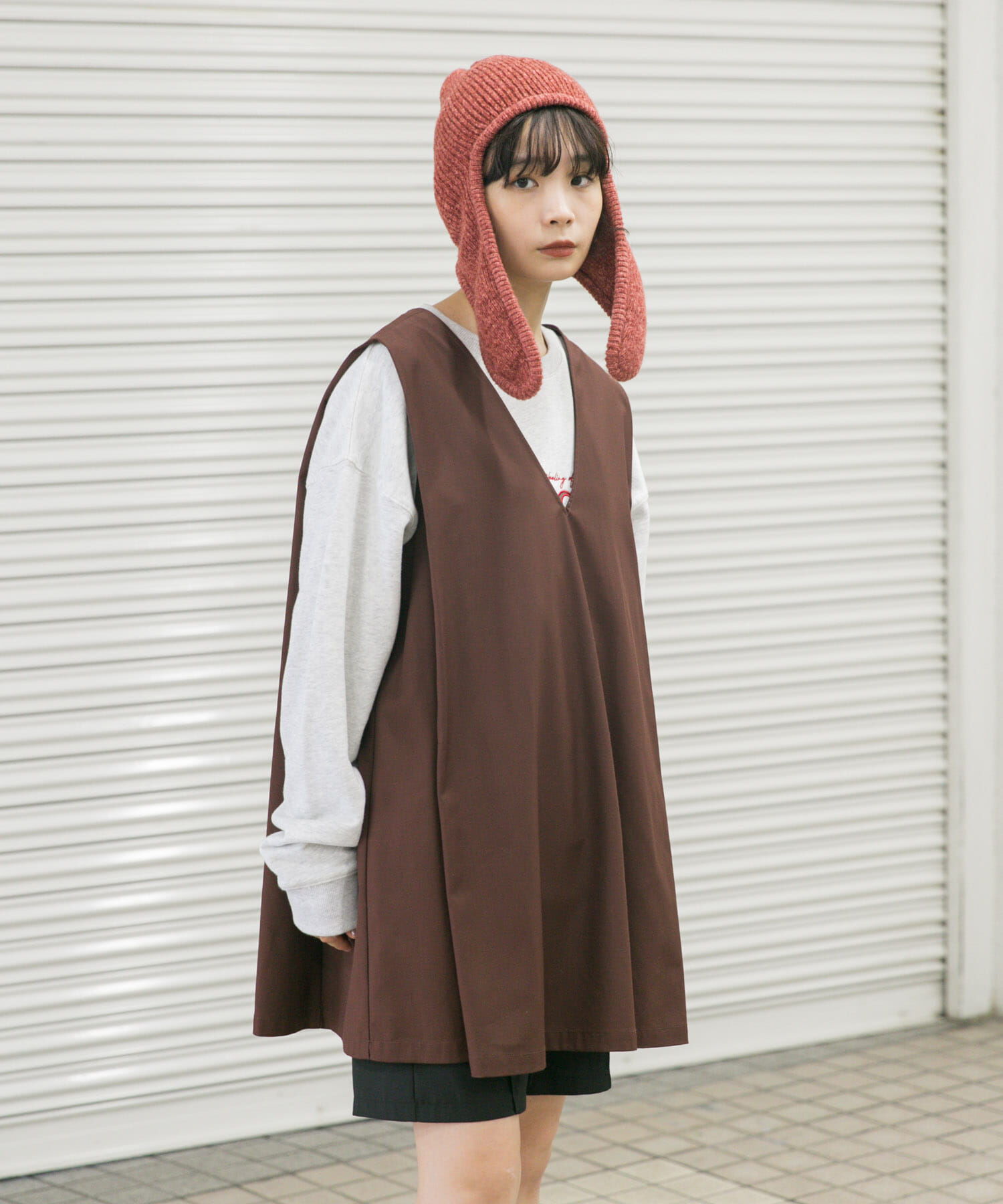  「ロングイヤーフラップニットキャップ」|ニット帽|