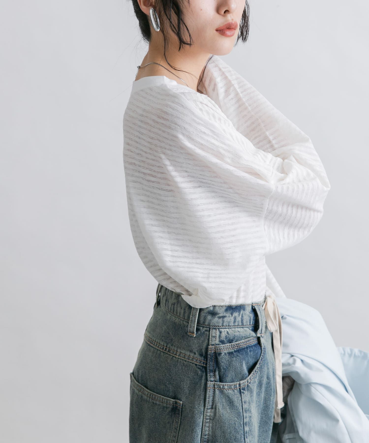  「シアーボーダールーズカットソー」|Tシャツ・カットソー|