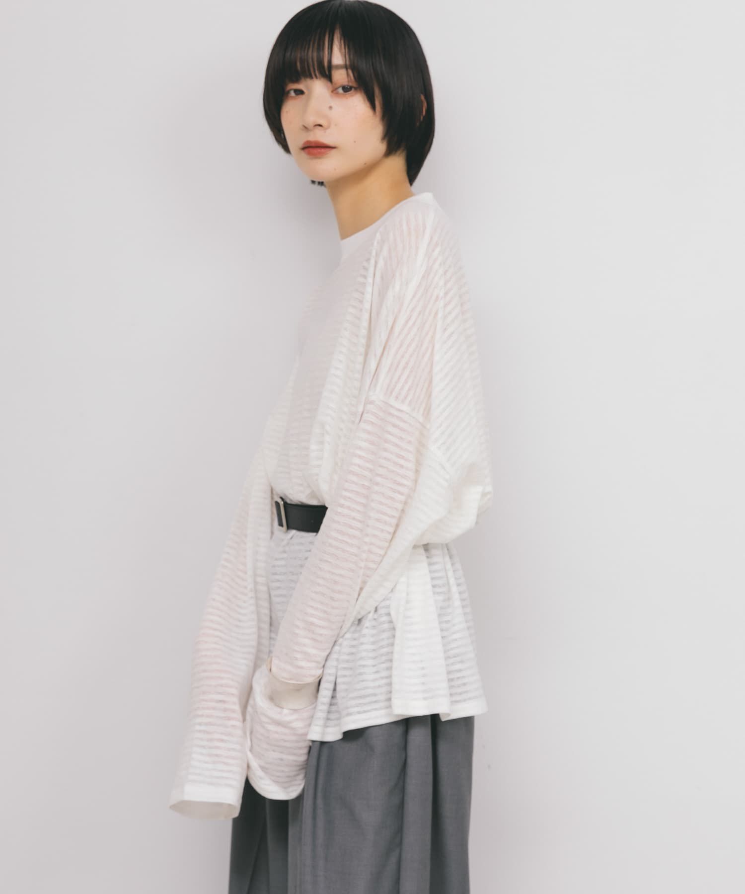  「シアーボーダールーズカットソー」|Tシャツ・カットソー|