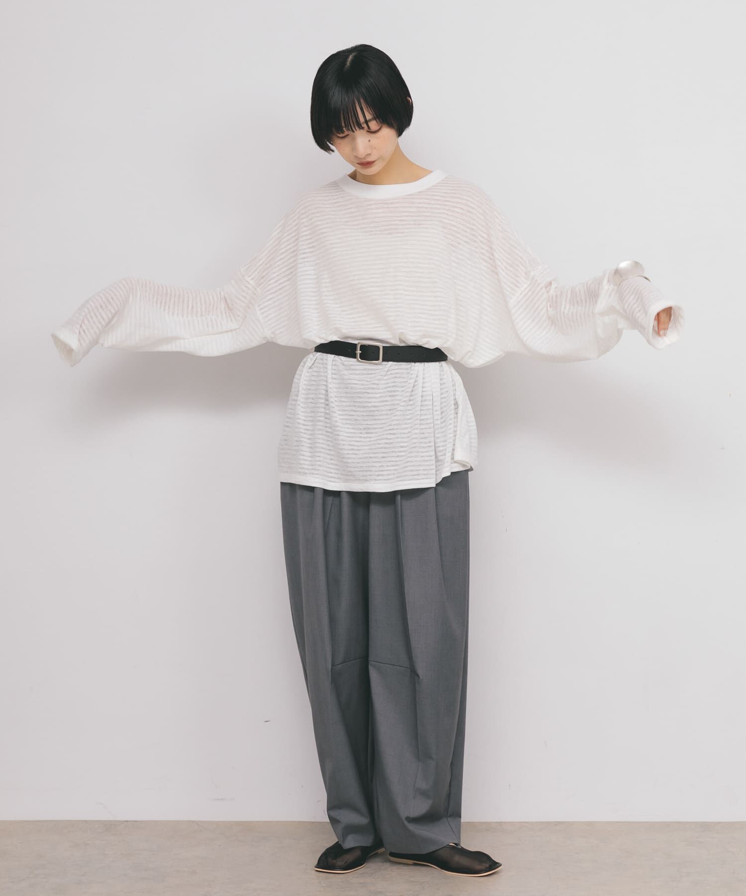  「シアーボーダールーズカットソー」|Tシャツ・カットソー|