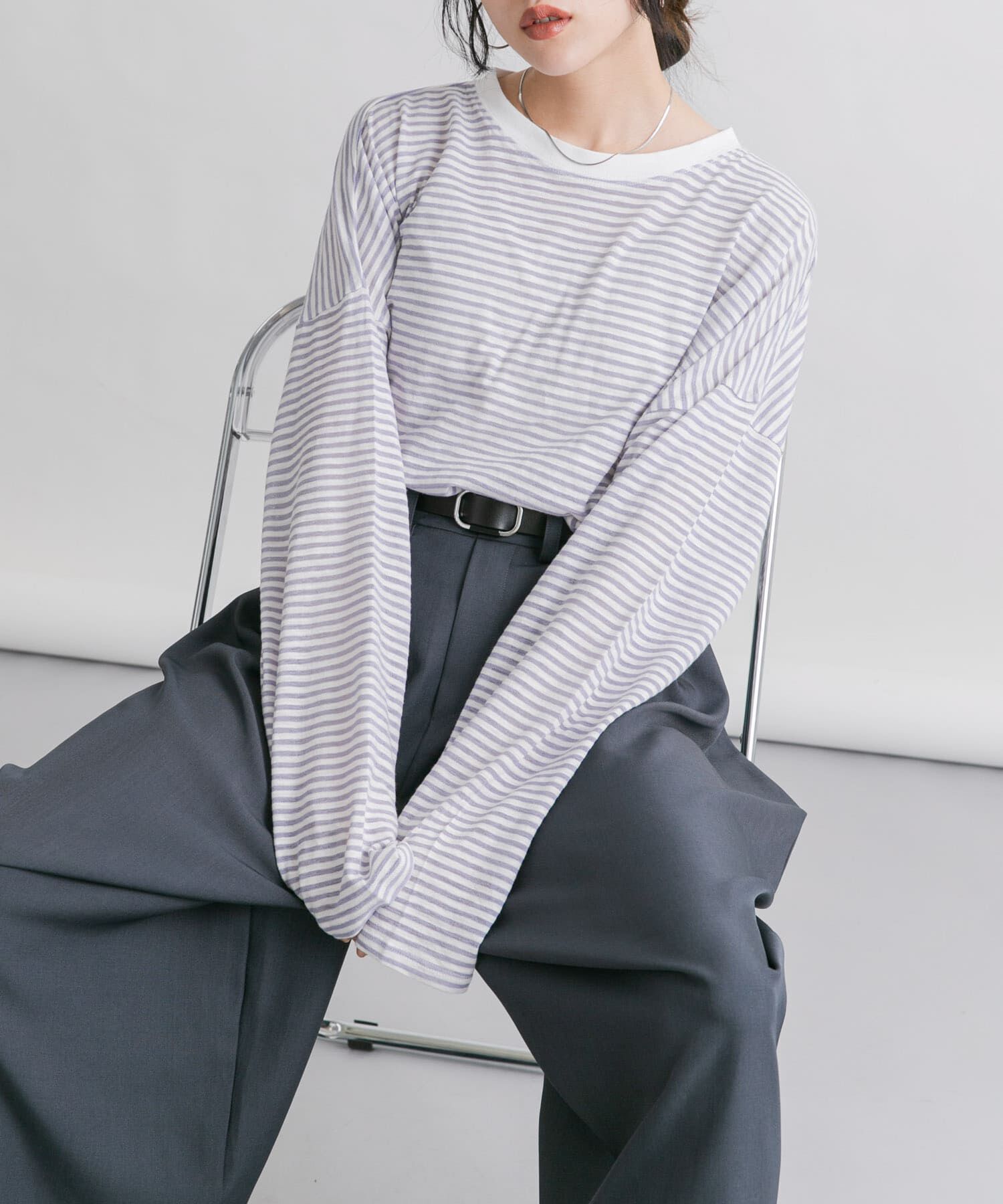  「シアーボーダールーズカットソー」|Tシャツ・カットソー|