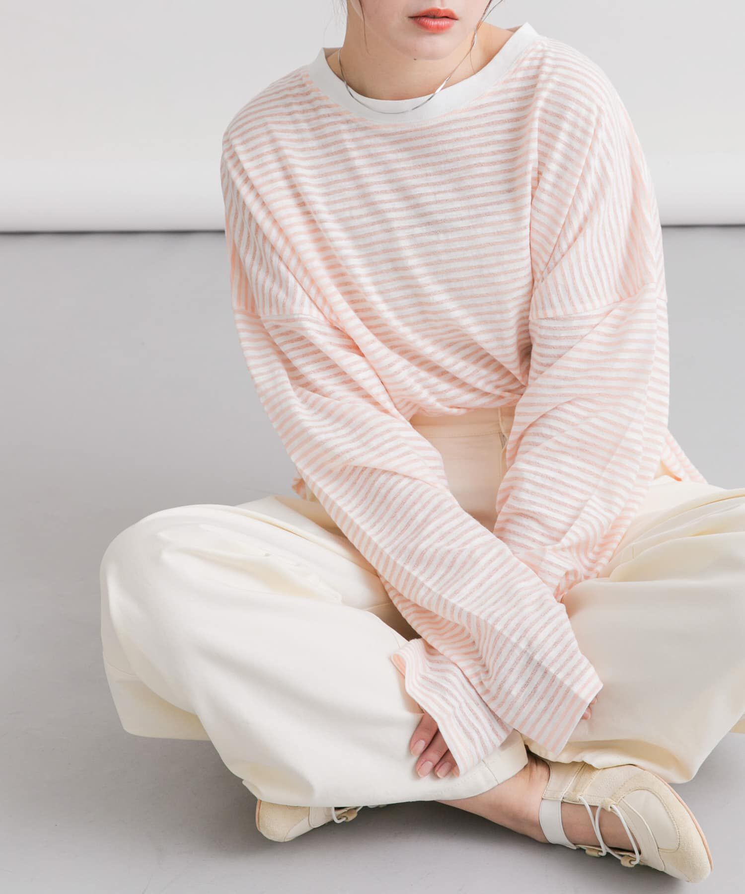  「シアーボーダールーズカットソー」|Tシャツ・カットソー|